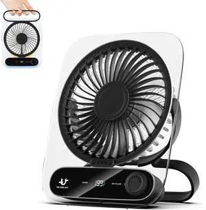 Simpeak Desk Fan, 3000 mAh USB Rechargeable Fan, 199 Speed Portable Travel Fan, Operated 3-10 Hours, Silent Personal Small Table Fans for Bedroom Office Summer Outdoor (Black)