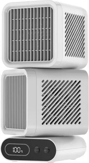 Desk Fan, 11-Inch Table Fan for Bedroom, 6 Speeds, Digital Display, Dual Heads 6000mAh Battery USB Fans, 360° Rotating, 120° Auto Oscillating, Desk Fans Small Quiet for Home, Office, Kitchen