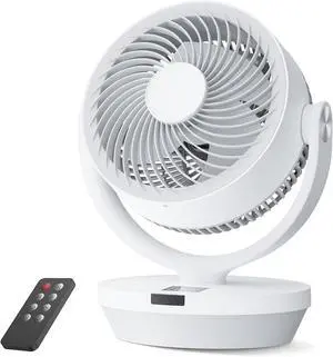 Fans for Bedroom, 13" Table Fan with Remote, 90° Oscillating & 120° Tilt, 60ft Strong Airflow Air Circulator Fans, Quiet 25dB Electric Fan with 4 Speeds, 4 Modes, 12H Timer, Portable Desk Fan