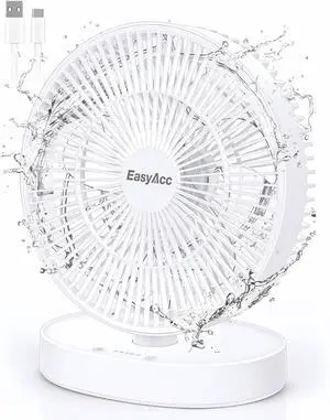 EasyAcc 11 Inch Large Desk Fan, USB Fan Air Circulator Fan Ultra Quiet 24 dB, IP67 waterproof, 5 Speeds, Timer, Energy Saving Table Fan, Adjustable Angle for Home, Office, BedroomUSB - Powered
