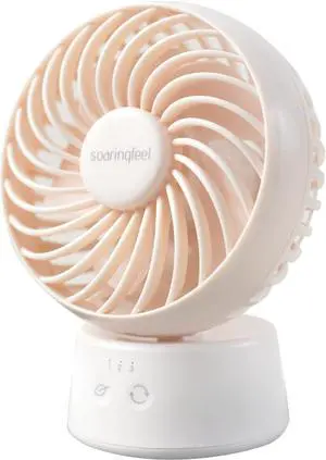 Portable Oscillating Desk Fan Table Fan Small Mini Fans Rechargeable 3.5 Inches Handheld Portable Table Top Fans for Office Desk Indoor/Outdoor (Pink Fixed)