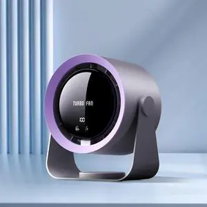 Desk Fan, USB Rechargeable Quiet Desktop Fan with 5400mAh Battery & LED Display, Adjustable Speed Control, 90° Tilt Head Hangable Table Fan for Office, Bedroom, Dorm, Kitchen (Deep Sky Grey)