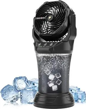 AVV Portable Misting Fan with RGB Ambient Light- 2L Water Tank, 4 Speeds & Spray Mist Fan, 30000mAh Rechargeable Misting Fans for Outdoor/Indoor Fans for Camping, Patio, Garden, Black