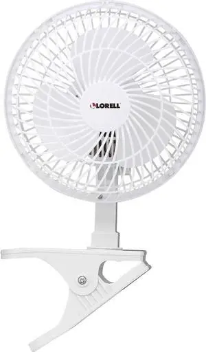 Lorell Clip-On Personal Fan, 6" Diameter, 2 Speed, White