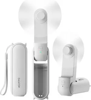 GAIATOP Portable Handheld Fan, 3 IN 1 Mini Foldable Travel Fans [17H Max Cooling Time] with Power Bank, Pocket Design USB Rechargeable for Travel Concert Lash Makeup, Summer Gifts for Women Girl White