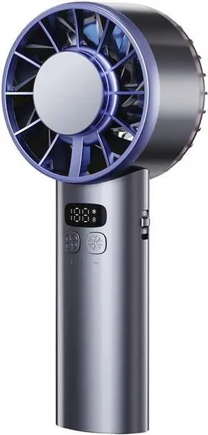 Portable Handheld Fan Rechargeable, Powerful Turbo Mini Fan with Cold Compress, 100 Speed 5200mAh Rechargeable, Travel Essentials, Camping, Outdoor (Metallic Blue)