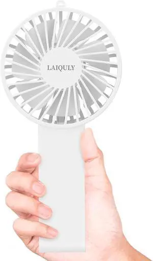 Handheld Fan Personal Portable Fan 3 Speed Adjustable Removable Lanyard USB Recharging Battery Operated Small Desk Table Fan Makeup Eyelash Fan for Home Camping Disney Travel -White