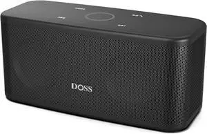 DOSS SoundBox Plus Bluetooth Speaker with Superior Sound, Bluetooth 5.0, Wireless Stereo Pairing, Built-in Mic, 20H Playtime, Portable for Hking, Beach, Camping. Outdoor, Home - Black. Upgrade version