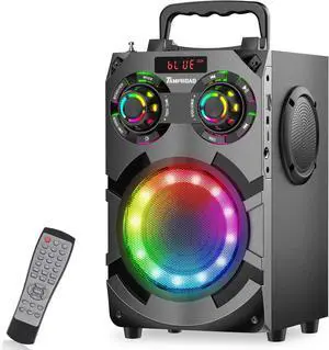 60W Bluetooth Speaker, Party Speakers Wireless with 8000mAh Battery & Subwoofer, Bluetooth 5.0, Deep Bass, 2.1 Surround Sound & Phone Stand for Home, Outdoor, Camping (Black)