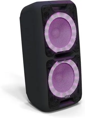 QFX PBX-100 Bluetooth Wireless Portable Party Speakers with Dual 10" Woofers - Rechargeable, LED Party Lights, 5-Band EQ, USB/TF Slot, Black