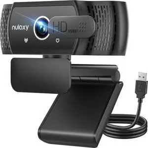 Nulaxy USB Webcam with Microphone, HD 1080p Webcam with Privacy Cover for Laptop PC Desktop, HD Light Correction, Web Camera for Video Calling, Online Classes, Skype, Zoom, FaceTime, Smart TV