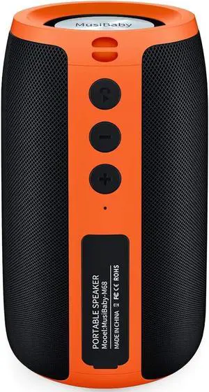 Bluetooth Speaker,MusiBaby Speakers Bluetooth Wireless,Waterproof,Outdoor,Portable Speaker with Stereo Sound,Booming Bass,Dual Pairing,Bluetooth 5.3,24H Play,Speaker for Home,Party,Travel,Gifts-Orange