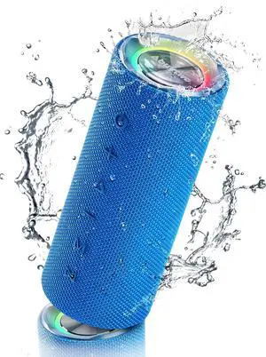 Bluetooth Speaker IPX7 Waterproof, Loud 30W HD Sound Wireless Speakers RGB LED Shower Speaker, Dual Pairing 24H Playtime Wireless Stereo Travel Speakers for Home Outdoor Kayak Beach (Blue)