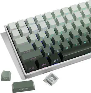 XVX Shine Through Gradient Seaweed Green Keycaps - 136 Keys, Side Print, Double Shot PBT, OEM Profile for Cherry Gateron MX Switches