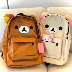 New Japanese Cute Brown Rilakkuma Versatile Student Soft Backpack Anime Kawaii Large Capacity Computer School Bag Gifts