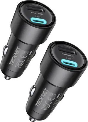 USB C Car Charger [2Pack] 48W 2-Port Cigarette Lighter Fast Chargering PD&QC3.0 USBC Car Charger Adapter Compatible with iPhone 16/15 Plus/15/14/13 Galaxy