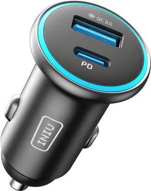 INIU USB C Car Charger, 66W USB-C & USB-A Fast Charging Cigarette Lighter Adapter, Car Power Adapter PD QC3.0 Mini Car Phone Charger, for iPhone 16 15 14 Pro Max Samsung Galaxy S25 S24 S23, iPad Pro