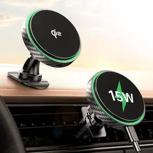 for Magsafe Car Mount Charger 2025 New [Qi2 Certified-15W], 360° Rotatation [Dash & Vent] Wireless Car Mount Charger Fits for iPhone 16 15 14 13 12 Series, for Magnetic iPhone Car Accessories