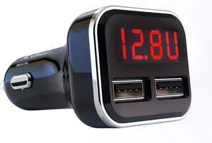 Aliavation Cigarette Lighter USB Charger with Voltage Display, 24W Dual Port Car Charger, Battery Monitor 12 Volt to Adapter Volt Meter for IP 16/15/14/13/12/11/X/8, Sam Sung, Google, Galaxy & More