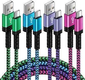 [6FT,4 Pack ] Android Fast Charging Cable,USB A to Type C Phone Cord C Port Car Cable for Samsung Galaxy A17 S24,A15,S23 A13,S25,S21,S22,Z Flip 7/6/5/4,Z Fold 7/6/5/4;Google Pixel 9 8Pro 7 6,iPhone 17
