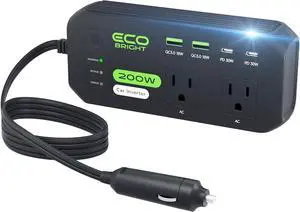 200W Car Power Inverter, DC 12V to 110V AC Car Charger Adapter with Fast Charging [30W USB-C]/18W USB-QC 3.0, Car Plu Adapter Outlet Charger for Laptop, Phone, Tablet
