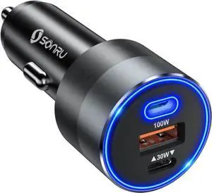 130W USB C Car Charger 3 Ports Type c car Charger Adapter PD/PPS 100W +PD/QC 30W Cigarette Lighter USB Charger Fast Charging for iPhone 16 15 14 13 Pro Max Samsung S23 iPad MacBook and More