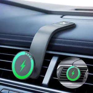 15W for MagSafe Car Mount Charger: Relocatable Car Phone Mount with 360° Adjustable Aluminum Arm , for Car Phone Mount Charger Dashboard/Windscreen/Vent Fit,Magnetic Phone Holder for car