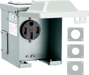 RVGUARD 50 Amp 125/250 Volt RV/EV Power Outlet Box, Enclosed Lockable Weatherproof Outdoor Electrical NEMA 14-50R Receptacle Panel, ETL Listed
