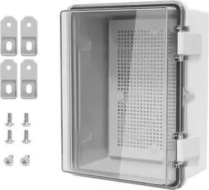 ABS Plastic Dustproof Waterproof IP65 Junction Box Hinged Shell Universal Electrical Project Enclosure Gray, with PC Transparent Clear Cover 8.7 x 6.7 x 4.3inch(220 x170 x110mm)