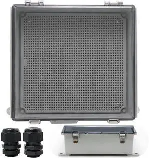 MAKERELE Outside Electrical Box Plastic Enclosure IP67 Waterproof Junction Box Clear Cover Plate with Stainless Steel Buckles 13×13×5.1 inch(330×330×130mm)