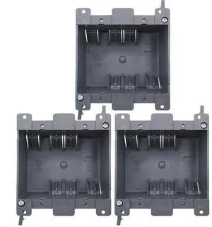 MAKERELE 2 Gang Old Work Electrical Outlet Box| Double Outlet Box| 26 cu.Inch Adjustable Outlet Box for Switches| ETL Tested| 2 Hours Fire Safety and Home Improvement(3 Pack)