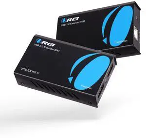 OREI USB Over Cat5e/6 Extender Upto 165 Feet - Extends USB 2.0 Signal Over LAN Ethernet with 2 Ports - Power Over Cable for Long Distance Extension Supports All Operating System (USB-EX165-K)