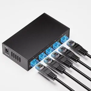 5-Port Gigabit Ethernet Switch, Unmanaged Home Network Switch Hub, Ethernet Splitter | Auto-Sensing Ports | Plug-and-Play | Silent Operation | Black Metal Case | Limited Lifetime Protection