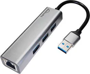 USB 3.0 Hub with Ethernet Adapter - 1GB RJ45, USB A to Ethernet, Compatible with Windows, Mac OS, Linux