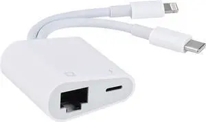 Lightning and USB C to Ethernet Adapter,2 in 1 RJ45 Ethernet LAN Network Adapter with Charge Port Compatible with iPhone/iPad/iPod/Samsung and More,Supports 100Mbps Plug and Play