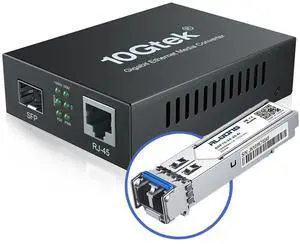 Gigabit Media Converter LC, SFP Port, Single Mode Fiber to Ethernet Converter for 10/100/1000Base-Tx to 1000Base-LX, with a SFP LX Transceiver (1000Base-LX), LC Fiber Slot, 20km, 1310-nm, SMF