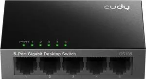 Cudy GS105 5-Port Gigabit Unmanaged Ethernet Switch, Network Hub, Ethernet Splitter, Plug & Play, Fanless Metal Design, Traffic Optimization