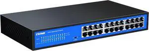 EWIND 2025 Upgraded 24 Port Gigabit Ethernet Switch with LED&Loop Prevention, Lifetime Protection, Plug & Play Unmanaged Network Switch, Fanless Quiet, Desktop/Wall Mount Metal Ethernet Splitter