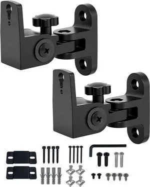 BS-218pro Universal Speaker Wall Mount for Small Speakers ,Vertical 120°, Horizontal 180°Adjustment,Hold up to 30lbs,Compatible with Bose, JBL, KEF, Klipsch, Sony & Others(2 Packs Black)