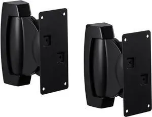 Mount-It! Heavy-Duty Speaker Wall Mount, Universal Adjustable Design for Bookshelf, Large or Small Speakers, 1 Pair, 22 Lbs Capacity, Black