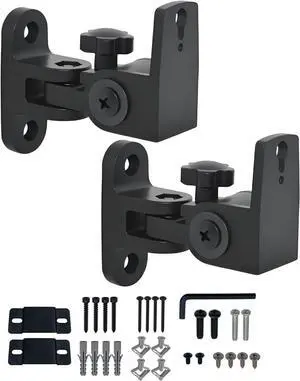 Speaker Wall Mount,All Metal Wall Speaker Mount Bracket for Small Speakers Swivel & Tilt,Hold up to 30lbs,DA-212 (2 Packs Black)
