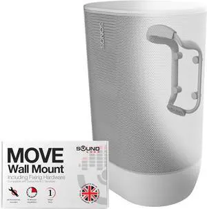 Sound Bass Move Speaker Wall Mount Bracket, Weatherproof, Compatible with Sonos Move Version 1 & 2, Including Mounting Accessories, Lunar White