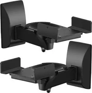 TNP Bookshelf Speaker Wall Mount Brackets with Dual Side Clamping - Universal Surround Sound Speaker Mounting with Adjustable Swivel & Tilt Angle for Home & Studio, Support up to 55 lbs, 2 Pack, Black