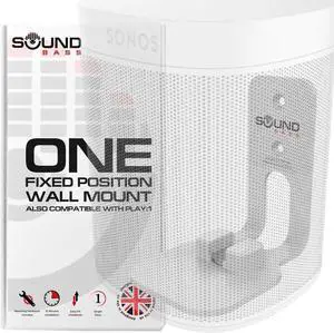 Sound Bass ONE, ONE Gen 2, ONE SL & Play:1 Wall Mount Bracket, White, Compatible with Sonos ONE, ONE Gen 2, ONE SL & PLAY1 Speaker, Fixed Position