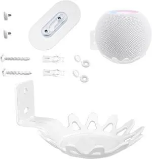 Wall Mounts Brackets-Pair Set for Homepod Mini (Drill Free,Sturdy Metal,Enduring Paint Finish,Easy Install on The Wall,Compatible with Homepod Mini,White Pair Set Include 2 PCS)