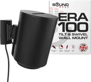 Sound Bass ERA100 Wall Mount Bracket, Tilt and Swivel, Black, Single (1pc), Compatible with Sonos ERA 100, Effortless Installation, Includes Mounting Kit