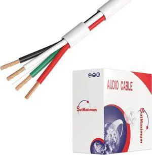 Cables Direct Online 250 feet Speaker Wire 14 Gauge CL2 Rated Indoor Low Voltage Copper Clad Aluminum (CCA) 4 Conductors Cable with Easy Pull Box  Perfect for in-Wall Installation  14/4