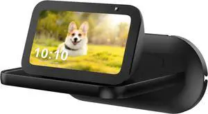 PlusAcc Wall Mount for Echo Show 5 - Cable Management Holder Stand for Echo Show 5 (3rd & & 2nd & 1st Gen) & Other Speakers Less Than 15 lbs, Space Saving Accessories Bracket Shelf (Black)