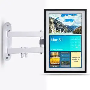 AutoSonic Adjustable Wall Mount Bracket Compatible with Echo Show 15 and 21, Swivel and Tilt Smart Display Mount, Easy Installation | White