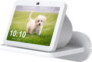 PlusAcc Wall Mount for Echo Show 8 - Cable Management Holder Stand for Show 8 (3rd & 2nd & 1st Gen) & Other Speaker Less Than 15 lbs, Space Saving Accessories Bracket Shelf (White)